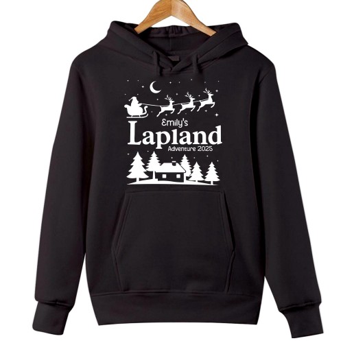 Personalised Lapland Family Christmas Hoodie – Custom Santa Claus Matching Holiday Sweater – Xmas Gift for Mum, Dad & Kids Jumper