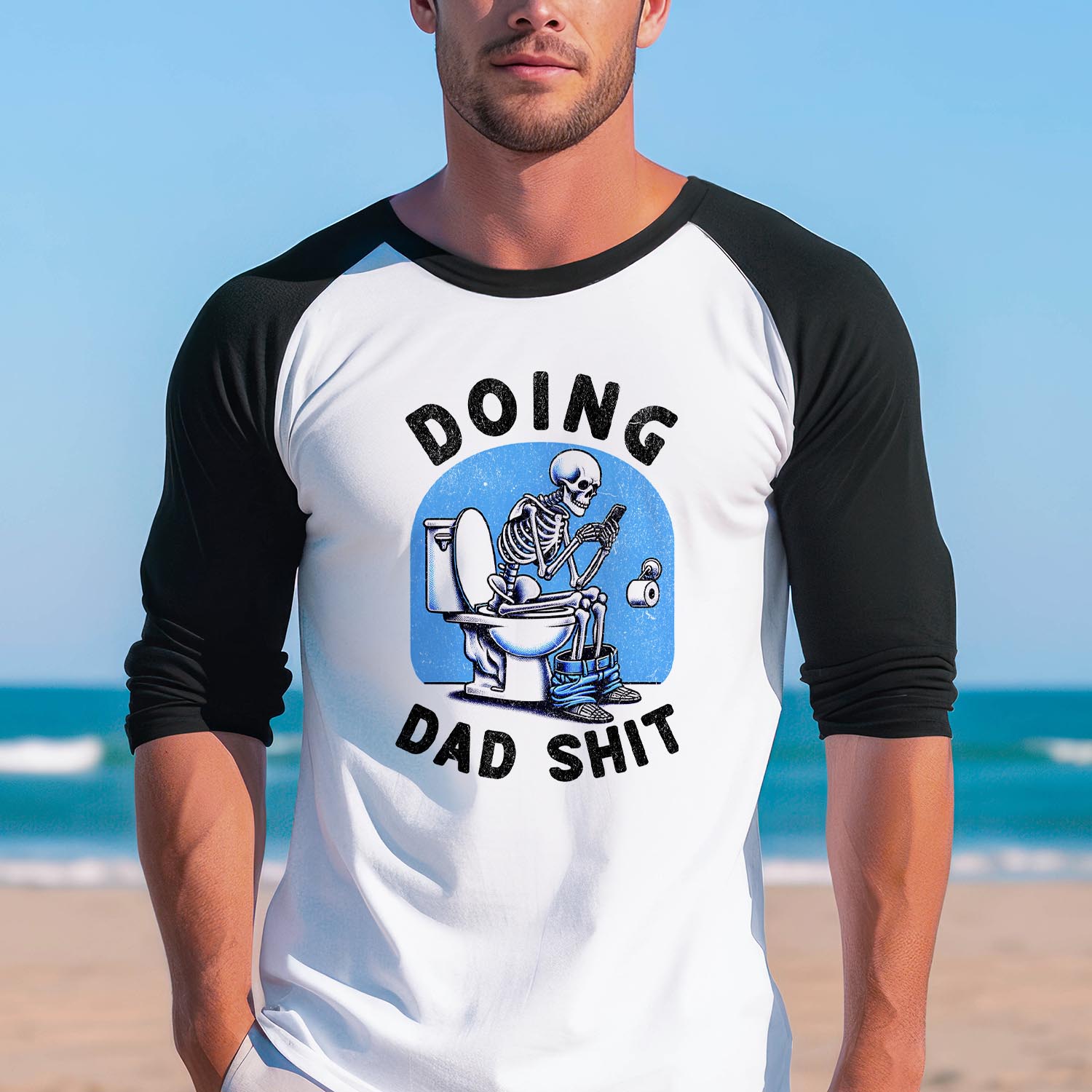Doing Dad Shit Baseball Long Sleeve Shirt Sarcastic Skeleton Dada Best Dad Father's Dada Funny Grandpa Dad Birthday Gift T-Shirt