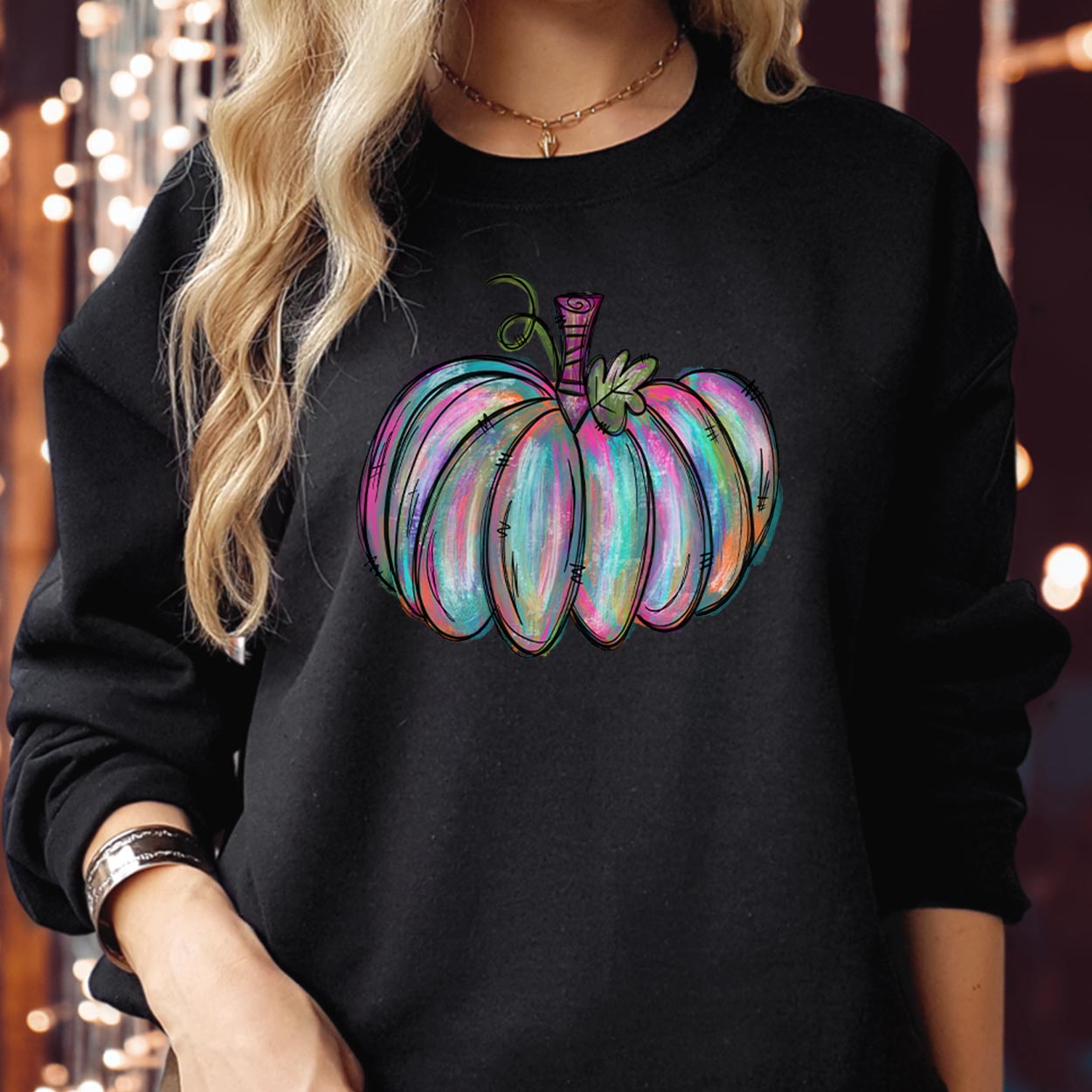 SWEATSHIRT (1935) Hand Drawn  Water colour Fall Pumpkin Thanksgiving