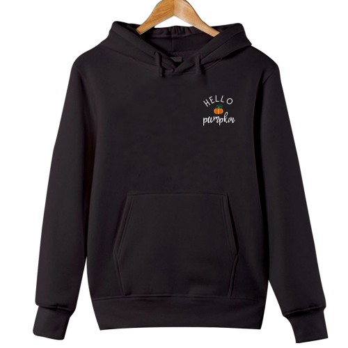 Hello Pumpkin Halloween Hoodie, Cute Fall Pumpkin Sweatshirt, Minimalist Autumn Jumper, Aesthetic Pocket Size Graphic Jacket, Seasonal Gift Top
