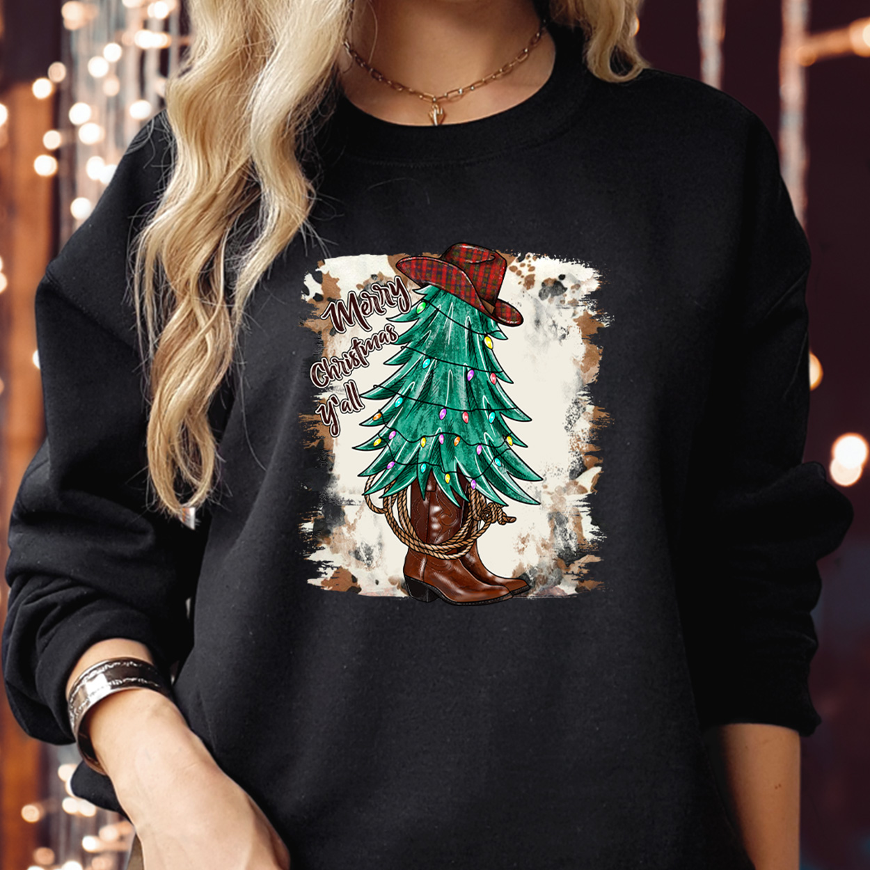 Hat Boot Merry Christmas Tree Sweatshirt