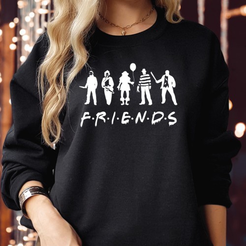 Friends Halloween Sweatshirt, Horror Squad Movie Jumper, Michael Myers Freddy Spooky Pullover, Vintage Cinema Slashing Crewneck Costume Top