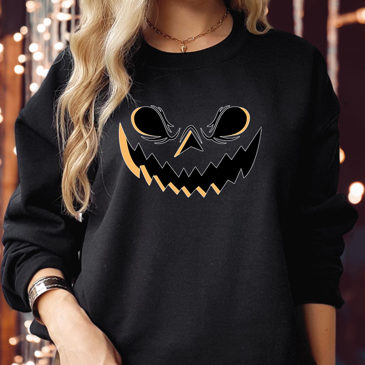 SWEATSHIRT (1945) Scary Halloween Pumpkin Face Jack O Lantern