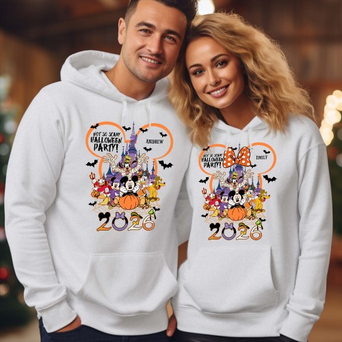 Personalised Disney Not So Scary Party Hoodie, Custom Mickey Halloween Jumper, Vintage Magic Kingdom Family Pullover, 2026 Spooky Matching Top