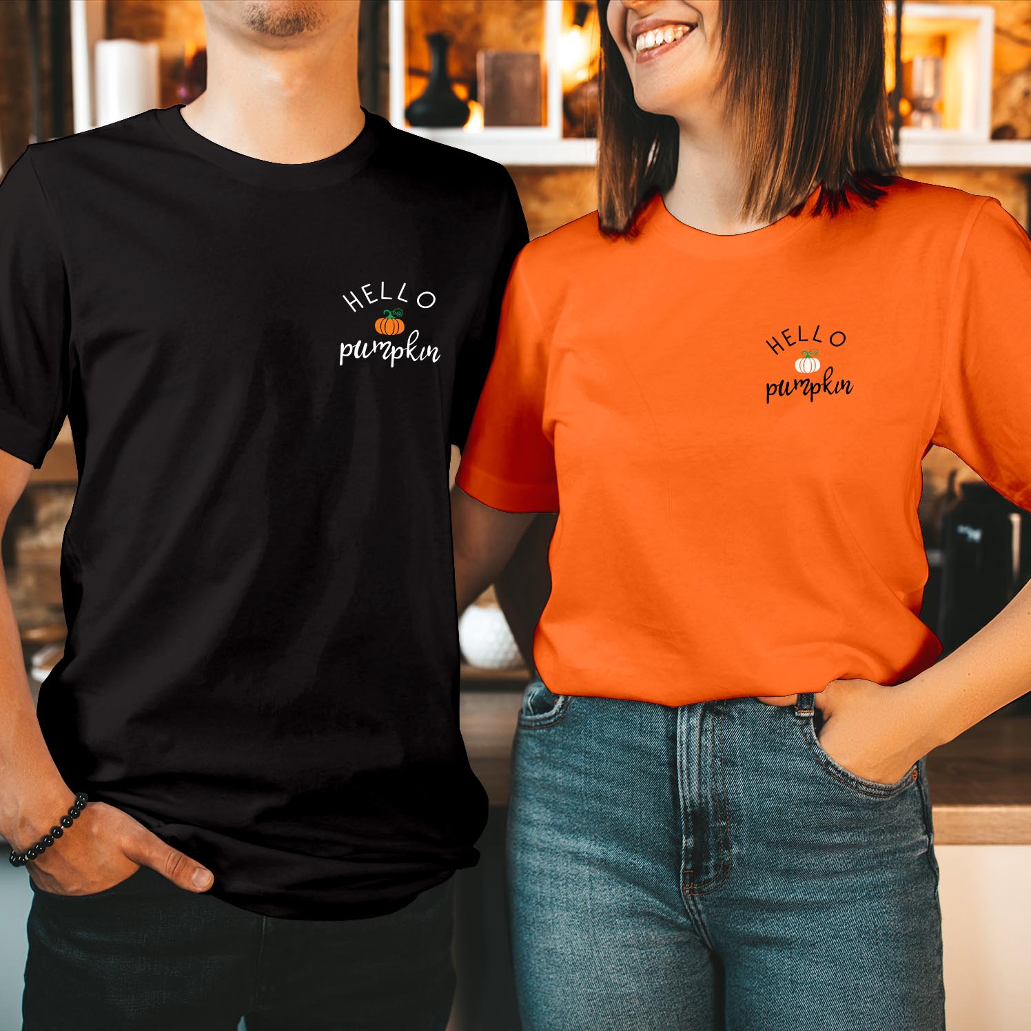 Hello Pumpkin Halloween T-Shirt Autumn Fall Harvest Monogrammed Pumpkins Unisex Shirt Women's Gift Shirt T Shirts Cute Tees Halloween Party Tee Gift T Shirt