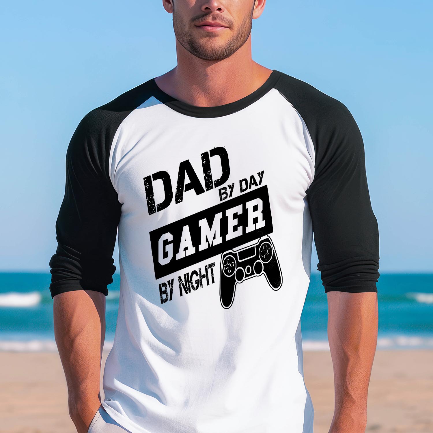Dad By Day Gamer By Night Baseball Long Sleeve Shirt Funny Video Game Father Best Dad Father's Day Funny Dad Birthday Gift Shirt