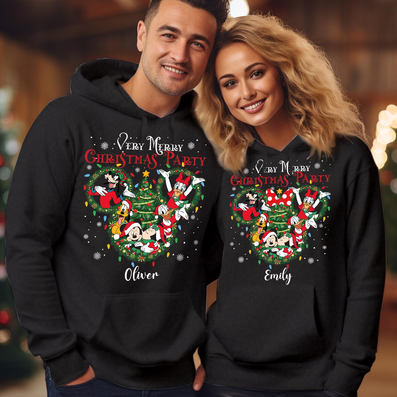 Personalised Very Merry Party Hoodie, Custom Family Mouse Friends Pullover, Matching Holiday Castle Jumper, Disney Vacation Hoody