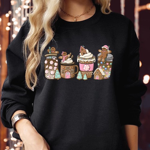 Gingerbread Man Christmas Latte Coffee Sweatshirt - Festive Holiday Design for Cozy Winter Days - Perfect Gift for Coffee Lovers & Christmas Enthusiasts