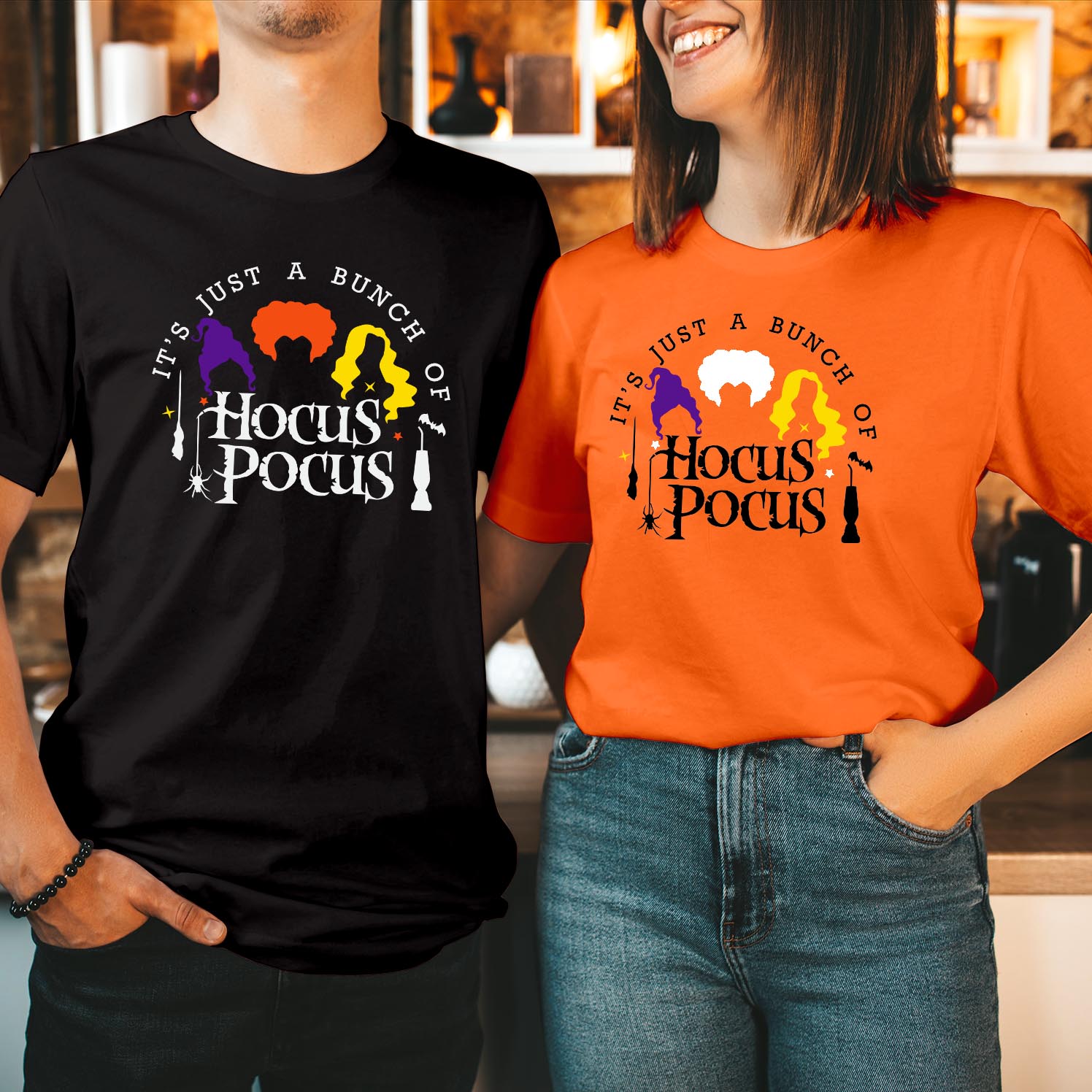 It's Just A Bunch of Hocus Pocus Sanderson Sisters Halloween T-Shirt Perfect Witchy Funny Tops Classic Halloween Movie Men Women Kids Unisex Gift T Shirt