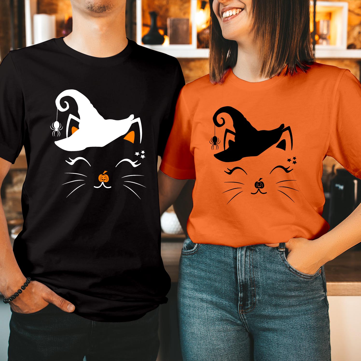 Black Cat Scary Pumpkin Moon Halloween T-Shirt Perfect Spooky Season Tee for Men Women & Kids, Stylish and Comfortable for Halloween Celebrations T Shirt