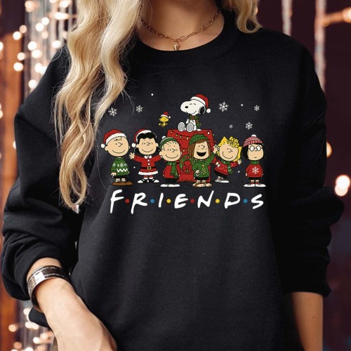 Snoopy Friends Christmas Jumper, Peanuts Gang Xmas Sweatshirt, Cute TV Parody Holiday Sweater, Retro TV Show Family Gift