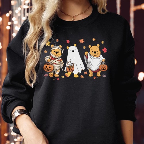 Winnie the Pooh Halloween T-Shirt, Sweatshirt, Hoodie - Trick or Treat Ghost Pumpkin, Spooky Disney Apparel for Adults & Kids