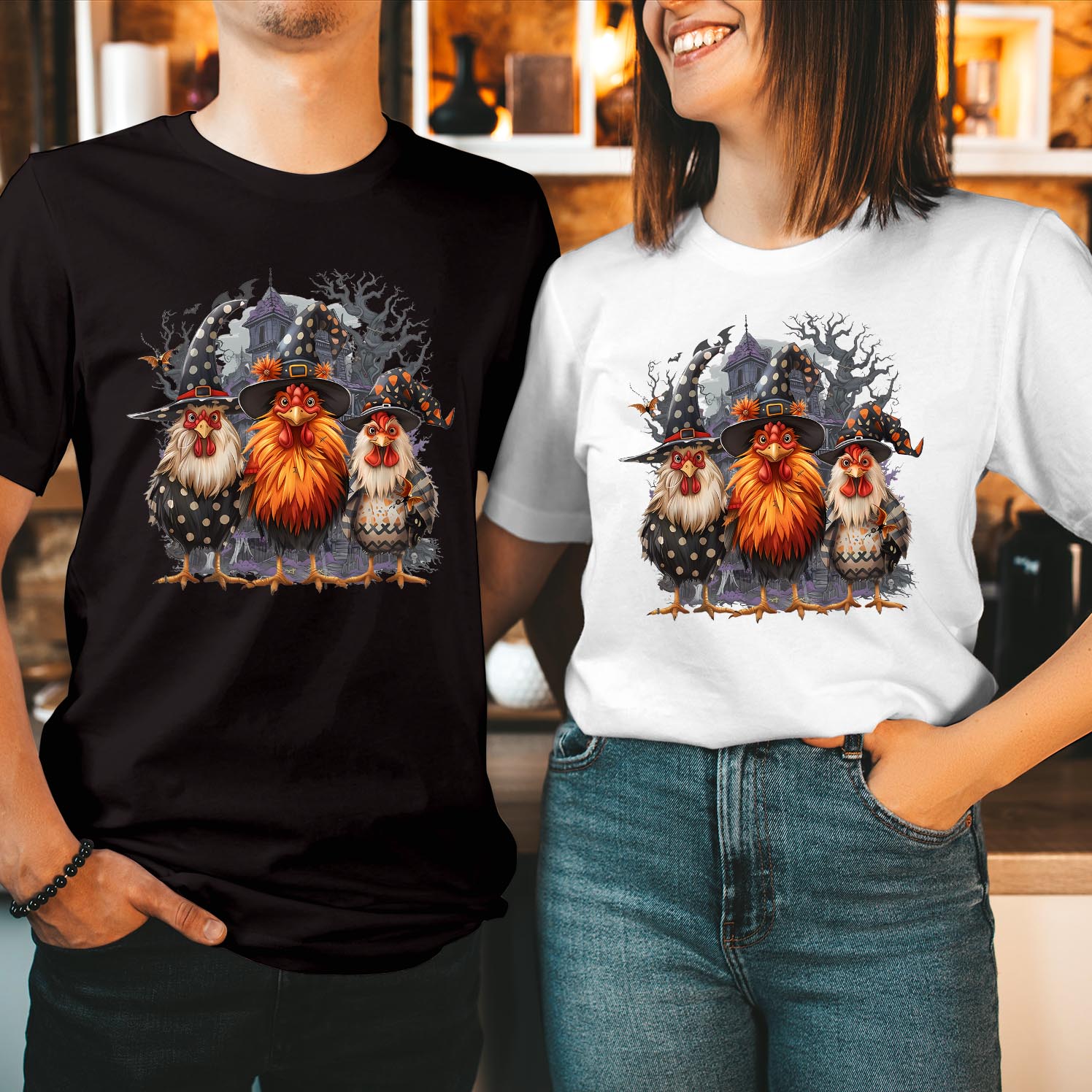 Hilarious Halloween Chicken T-Shirt Funny Chicken Wearing Witch Hat Tee Spooky Season Costume for Farm Animal Lovers Halloween Parties T Shirt