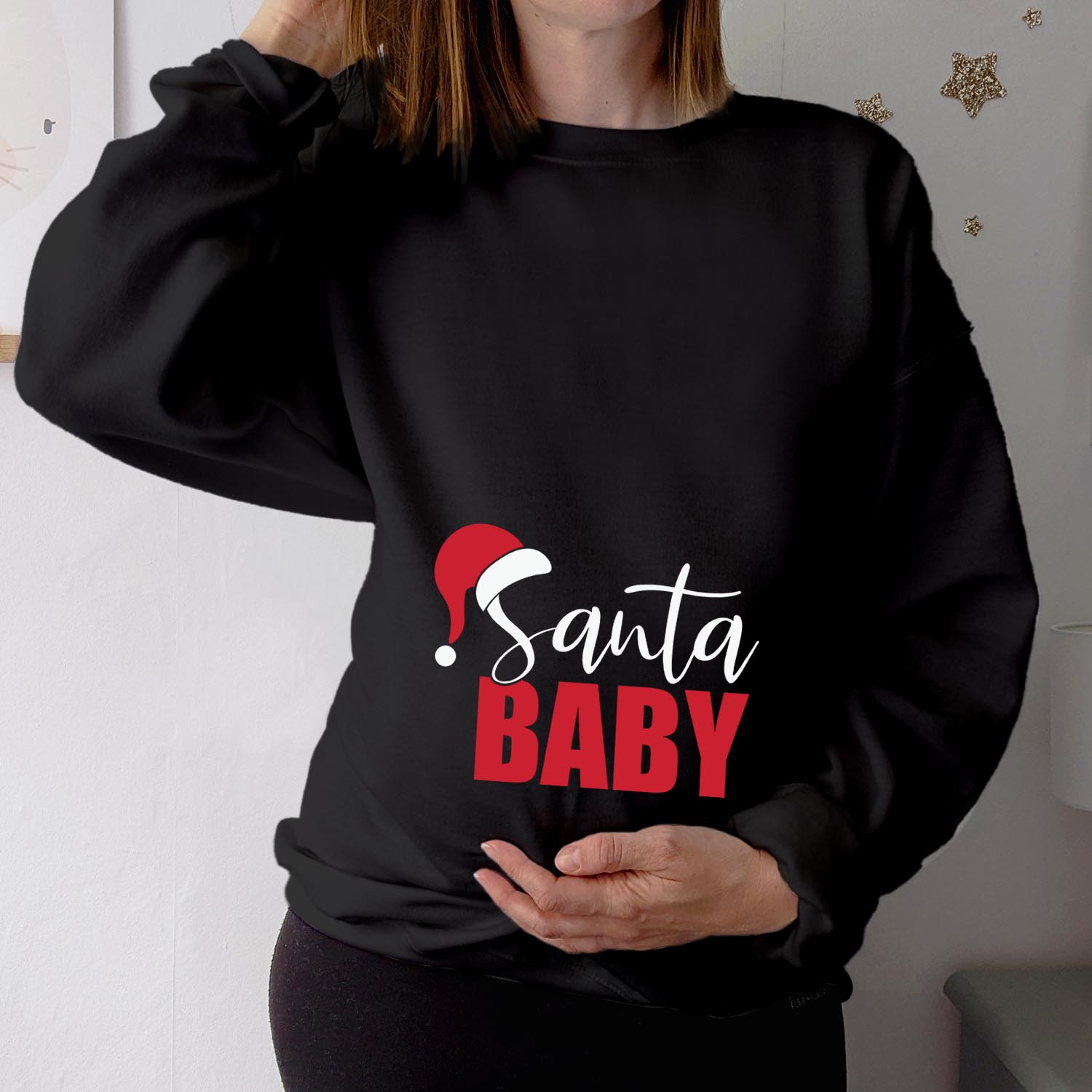 Santa Baby Christmas Sweater with Santa Claus Hat | Festive Holiday Jumper | Funny Xmas Sweater | Unisex Christmas Outfit | Cosy Winter Knitwear