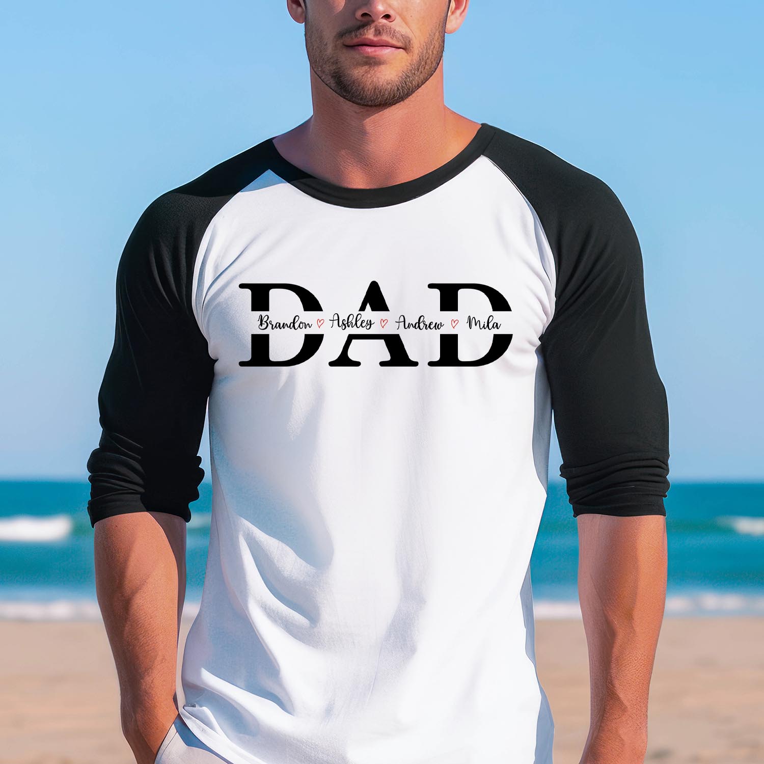 PERSONALISED Baseball Long Sleeve Shirt - Custom Child Names Best Dad Father's Day Funny Chef Grandpa Dad Birthday Gift T-Shirt