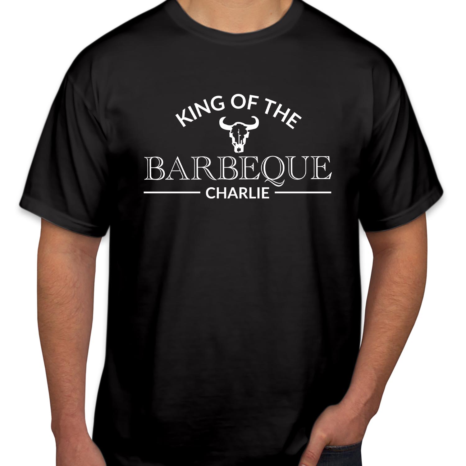 Personalised King of the Barbeque Custom Name Father's Day T-Shirt Funny Fathers Day Chef Grandpa Dad Birthday Cooking Gift T Shirt