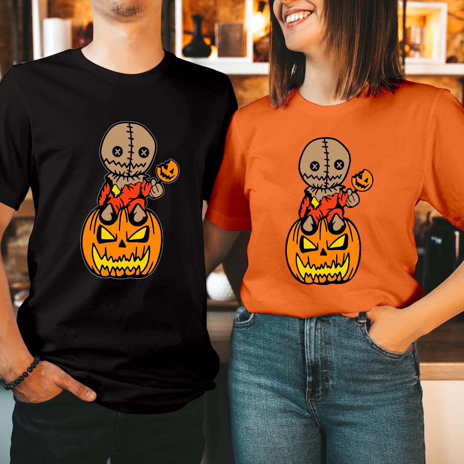 Sam Trick or Treat Halloween T-Shirt Embrace the Horror of Trick R Treat with This Iconic Pumpkin Perfect for Spooky Fans of Sam's Chilling Halloween T Shirt