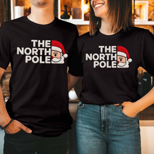 The North Pole Parody Christmas Printed T-Shirt | Santa North Pole Festive Xmas Couple Tee Xmas Gift Shirt