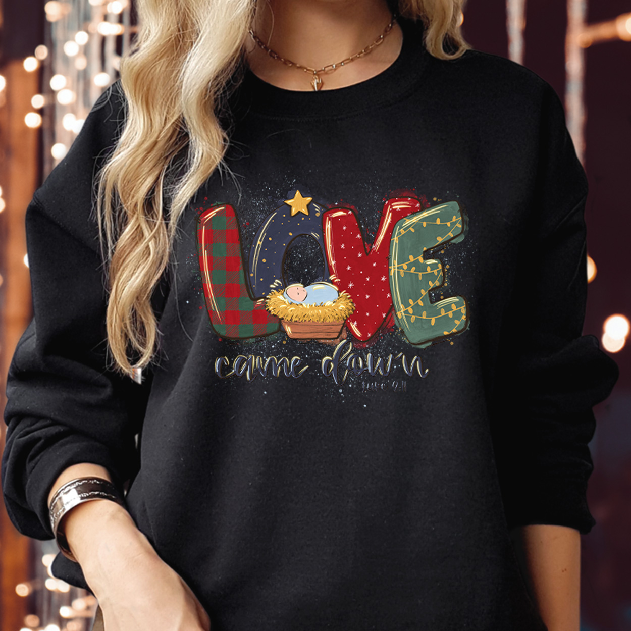 Love Came Down Nativity Christmas Sweatshirt - Cosy Christian Holiday Jumper for Men, Women & Kids