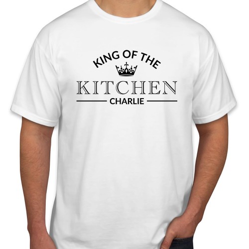 Personalised King of the Kitchen Custom Name Father's Day T-Shirt Funny Fathers Day Chef Grandpa Dad Birthday Cooking Gift T Shirt