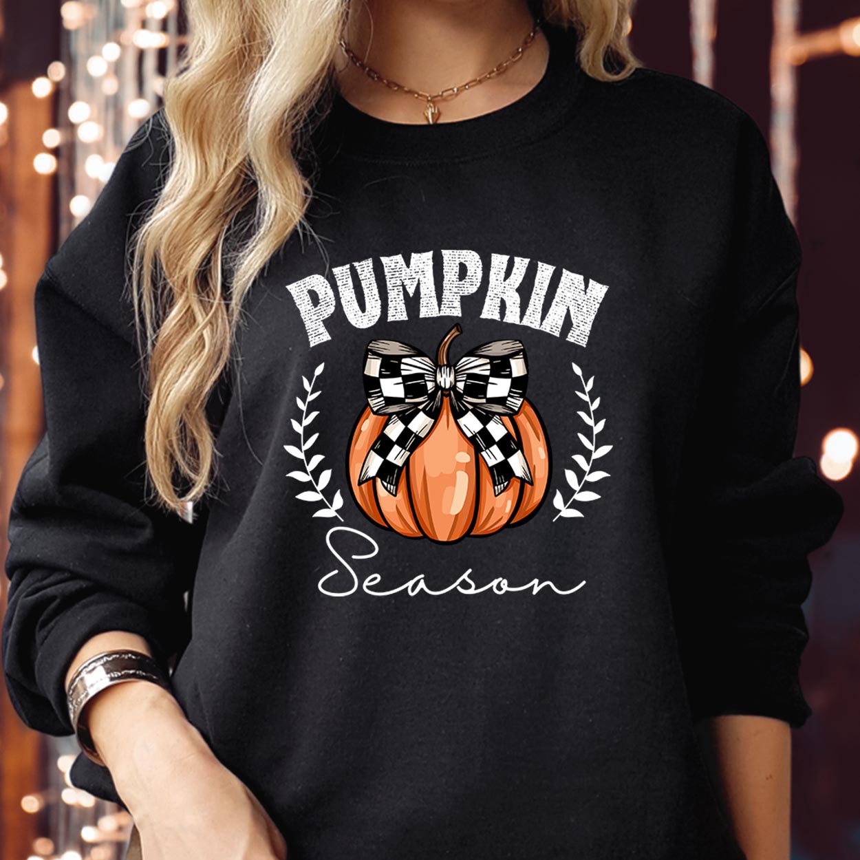 Retro Halloween Coquette Bow Pumpkin Spice Jumper, Ladies Autumn Knitwear for Spooky Season, Boo Ghost Witch Thanksgiving Jumper – Happy Halloween