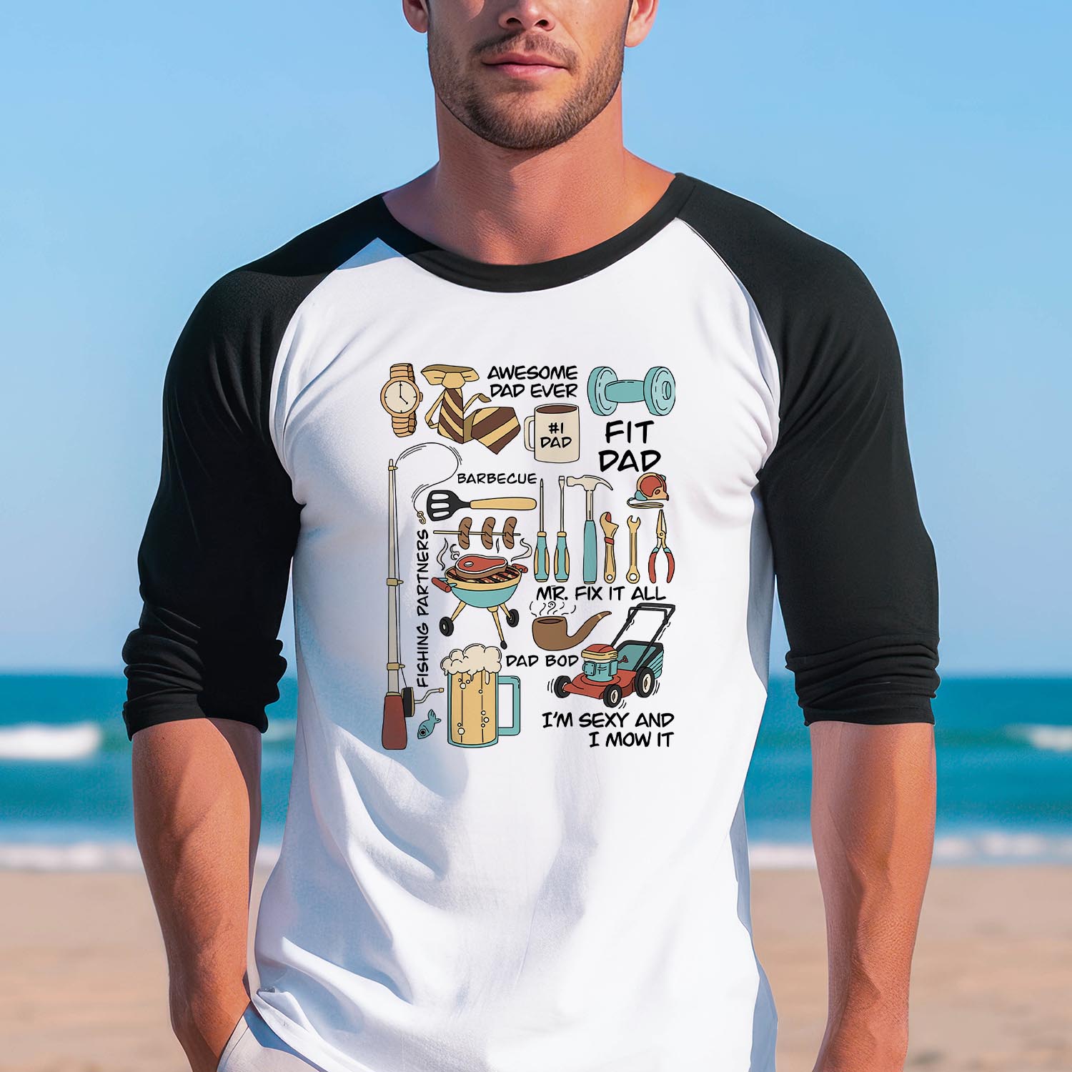 I Can't Talk Right Now I'm Doing Hot Dad Stuff Baseball Long Sleeve Shirt - Best Dad Father's Day Funny Dad Birthday Gift Shirt