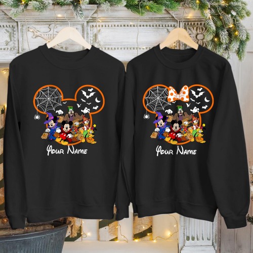 Personalised Disney Halloween 2026 Sweatshirt, Custom Mickey Minnie Party Jumper, Matching Family Spooky Crewneck, Magic Kingdom Pullover Top