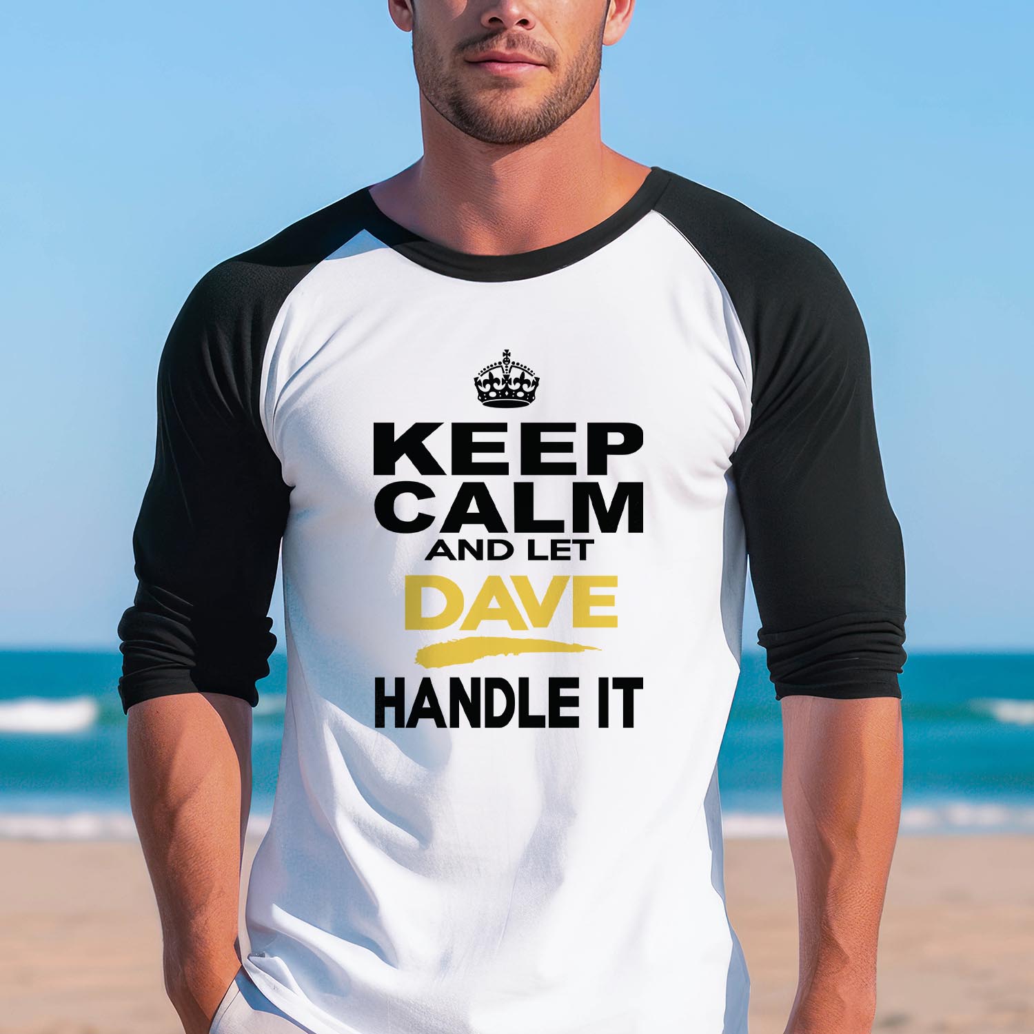 Keep Calm and Let Dave Handle It Baseball Long Sleeve Shirt - Best Dad Father's Day Funny Papa Grandpa Dad Birthday Gift T-Shirt
