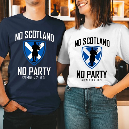 Scotland Bagpiper Shield T-Shirt, No Scotland No Party 2026 World Cup Shirt, Heritage Supporters Fan Top, CAN MEX USA 2026 Tee