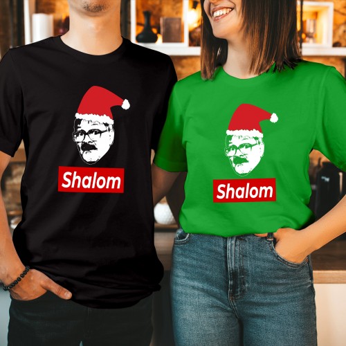 Shalom Jackie Christmas Hat T-Shirt, Funny British Comedy Sitcom Tee, Cute Matching Family Outfits Winter Graphic Jim Xmas Box Set Shirt