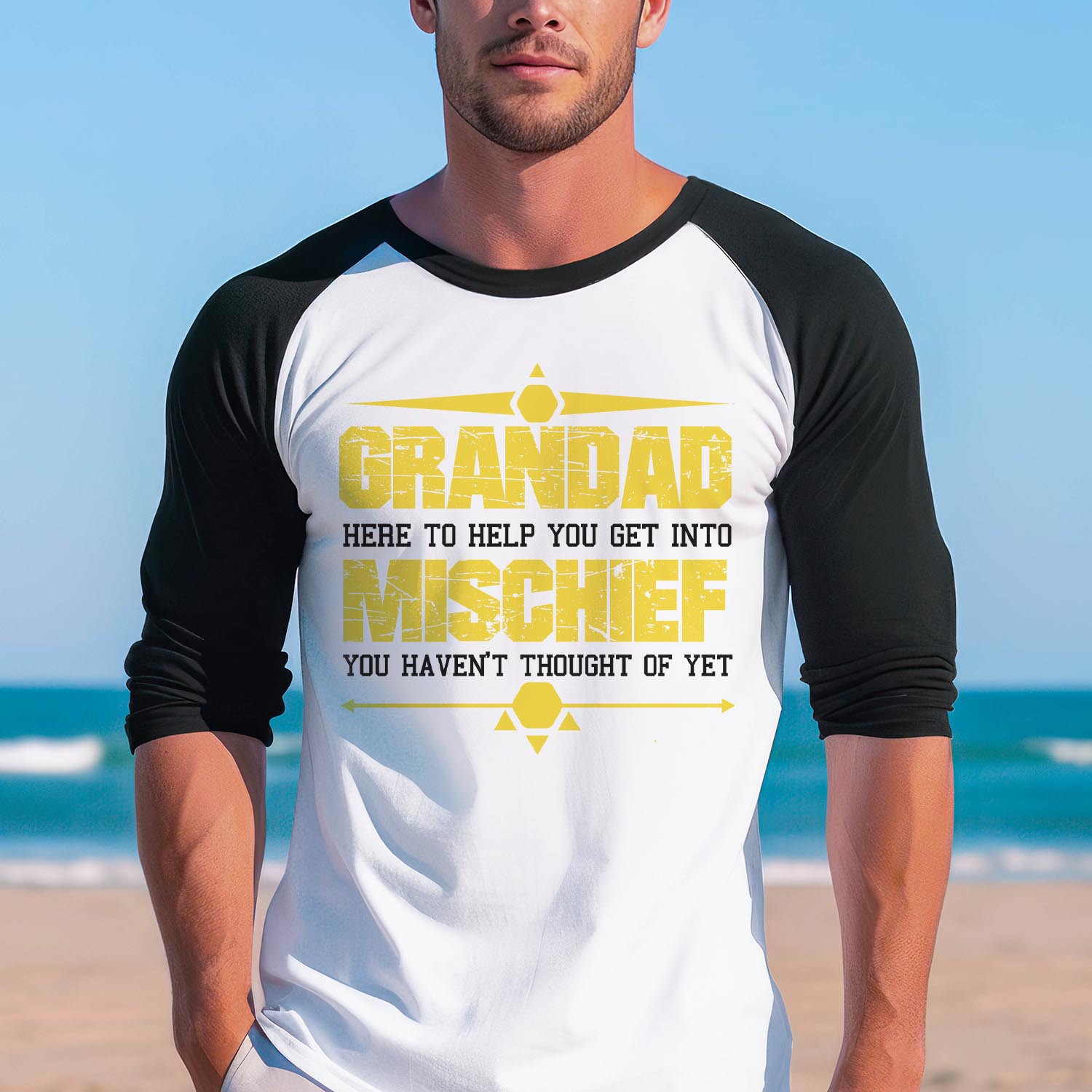Grandad Here to Help You Get Into Mischief Baseball Long Sleeve Shirt Father Best Dad Father's Day Funny Dad Birthday Gift Shirt