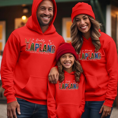 Personalised Lapland 2025 Family Christmas Hoodie – Custom Santa Claus Matching Holiday Jacket– Xmas Gift for Mum, Dad & Kids Jumper
