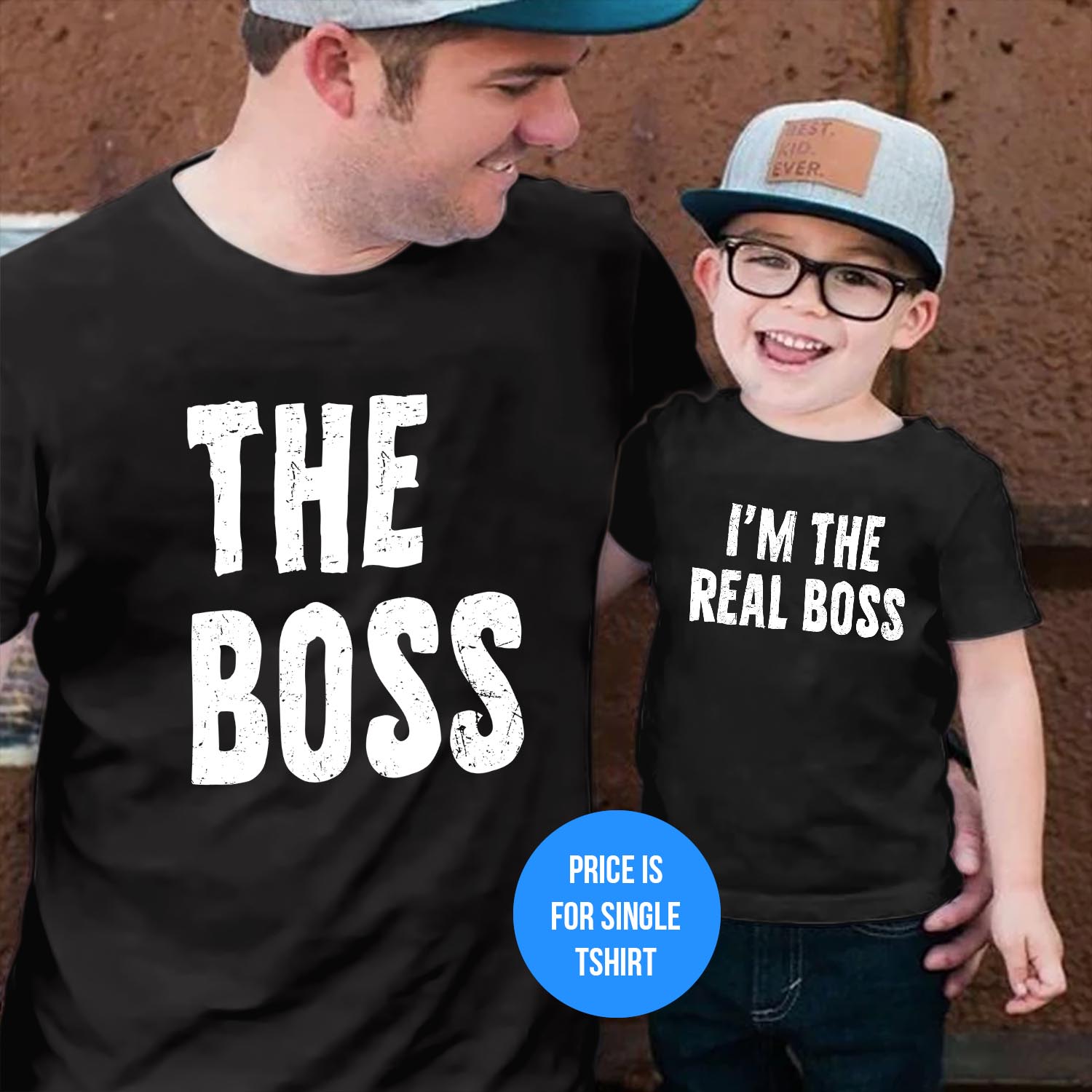 The Boss The Real Boss Father's Day T-Shirt Dad Son Daughter Family Matching Shirt Tops Set Funny Dad Birthday Fathers Day Gift T Shirt