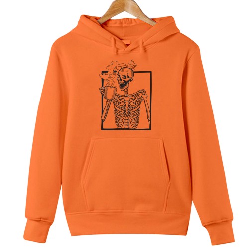 Skeleton Drinking Coffee Hoodie, Funny Spooky Caffeine Jumper, Cute Halloween Bones Sweatshirt, Dead Inside Hot Cocoa Jacket, Fall Gift Top