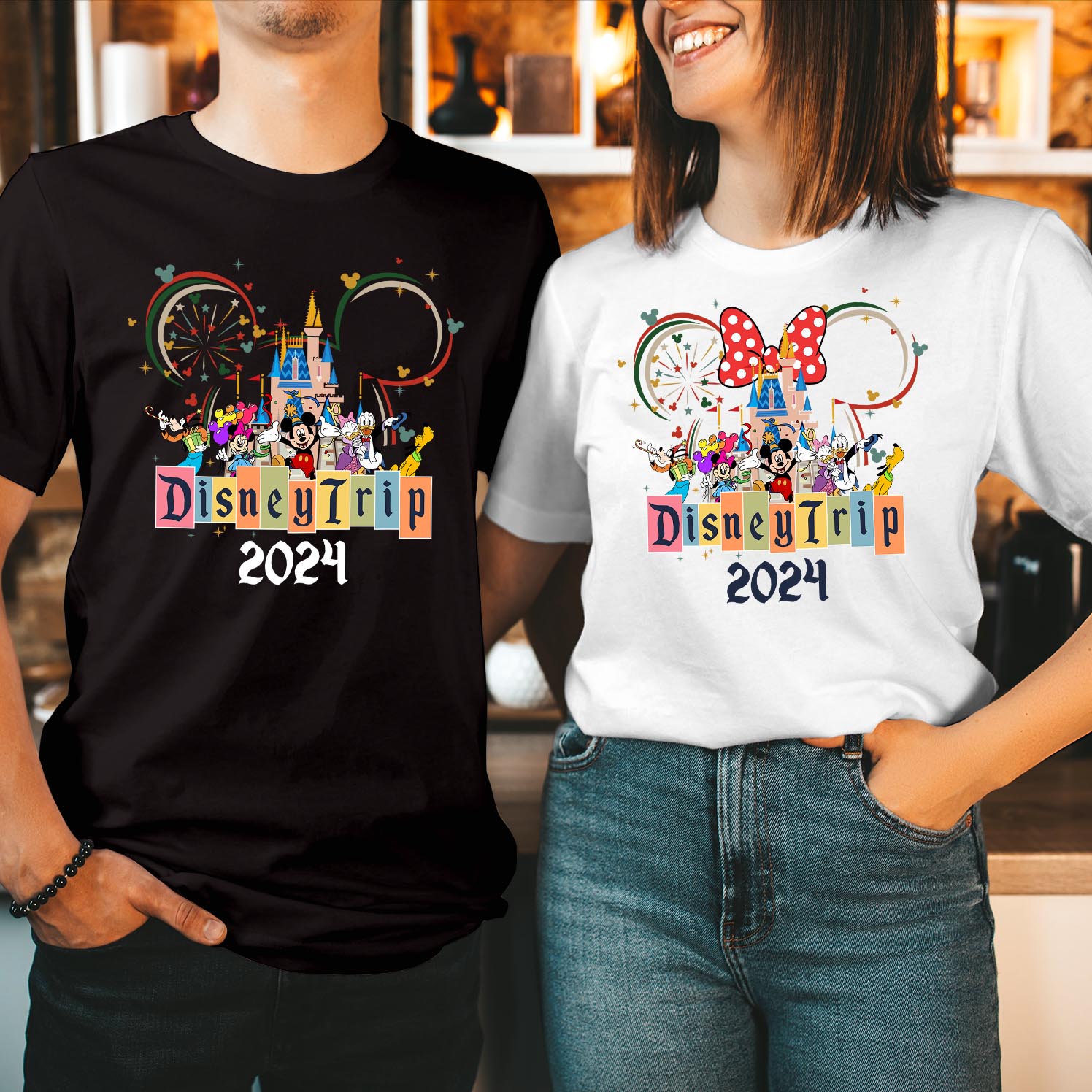 Disney Minnie Mickey Mouse Trip 2024 Family Holiday T-Shirt, Summer Vacation Tops Minnie Mickey & Friends Disneyland Tour Mom Dad Kids Matching T Shirts