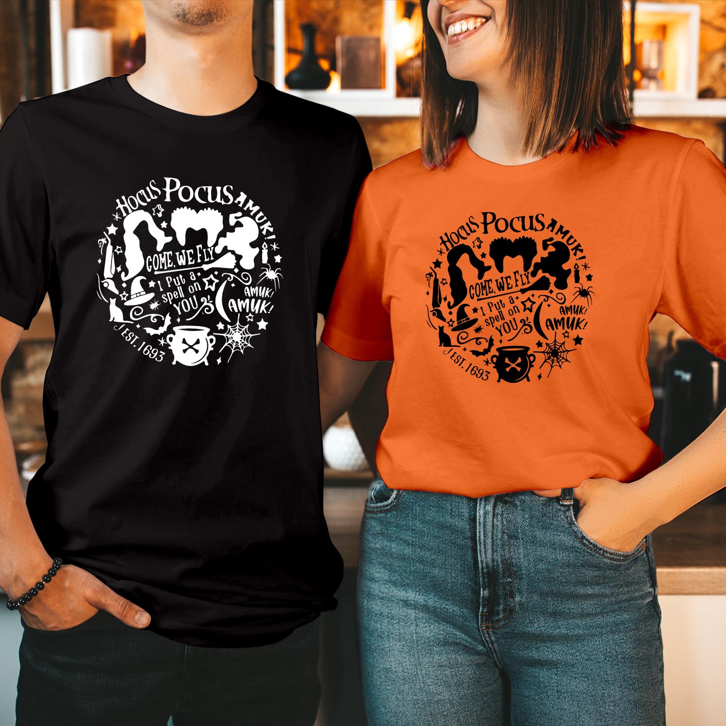 Hocus Pocus Amuk Circle Tee Haunted House Happy Halloween Adult T-Shirt Iconic Sanderson Sisters, Perfect for Spooky Season Celebrations and Halloween T Shirt