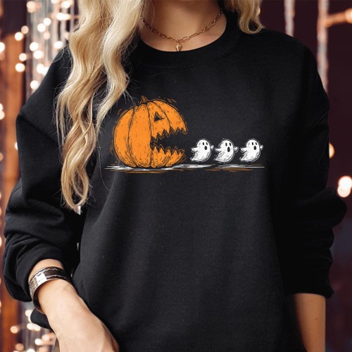 Halloween Pumpkin Ghost Chase T-Shirt, Sweatshirt, Hoodie - Spooky Season Trick or Treat - Gamer Costume Men Boys Kids T Shirt