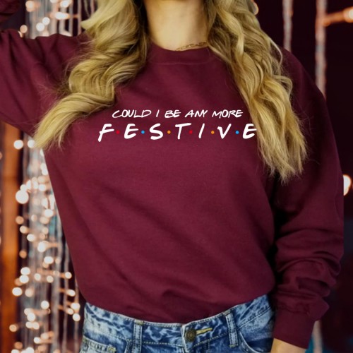 Friends Christmas Sweatshirt, Could I Be Any More Festive Chandler Bing Jumper, Central Perk Matching Couples Holiday Gift Crewneck Pullover Tops