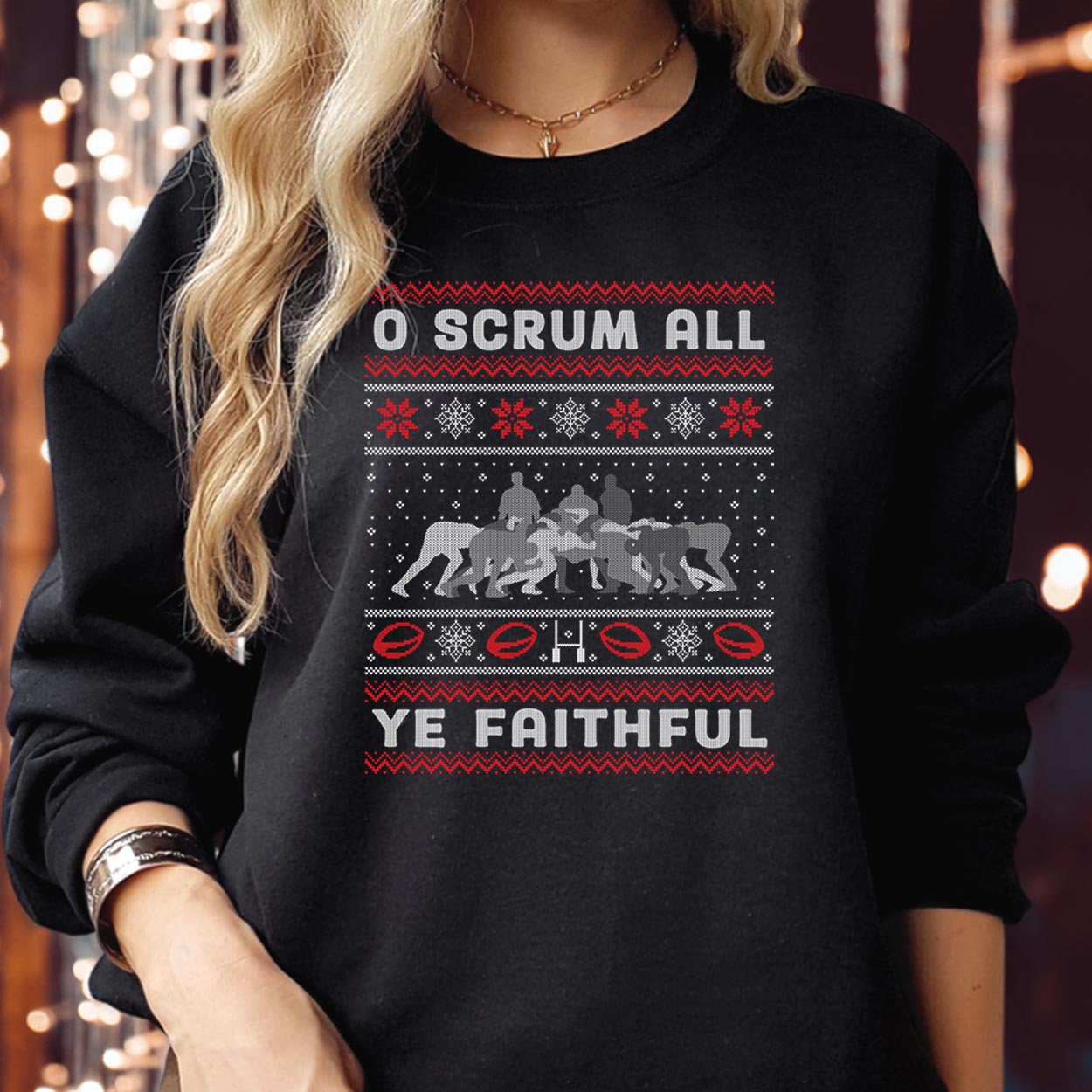 O Scrum All Ye Faithful Christmas Sweater, Festive Holiday Jumper, Cute Christmas Gift, Unisex Xmas Knitwear, Fun Holiday Sweater, Cozy Christmas Apparel