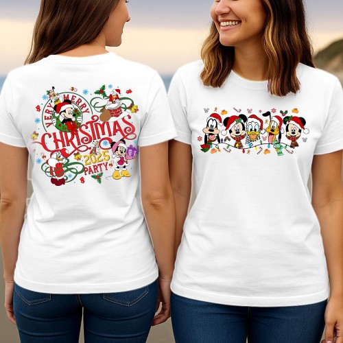 Disney Very Merry Christmas Party Shirts, Mickey Minnie Friends Family Holiday Tee, Magical Disneyland Vacation Group Travel Present Tops