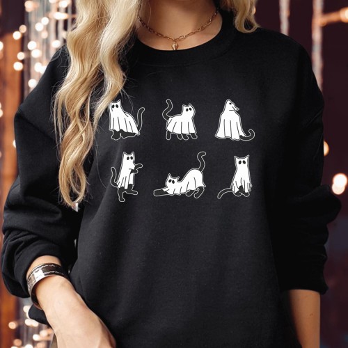 SWEATSHIRT (1923) Ghost Cats Halloween Costumes Black Cat