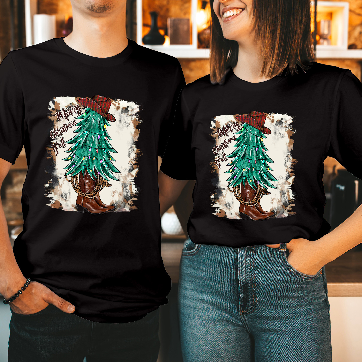 Hat Boot Merry Christmas Tree T-Shirt