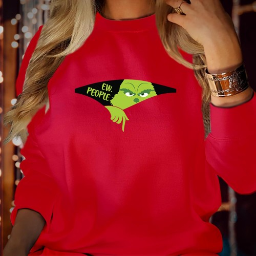 Ew People I Hate Christmas Sweatshirt, Funny Holiday Grinch Jumper, Humorous Sarcastic Introvert Graphic Crewneck Anti Christmas Gift Sweater