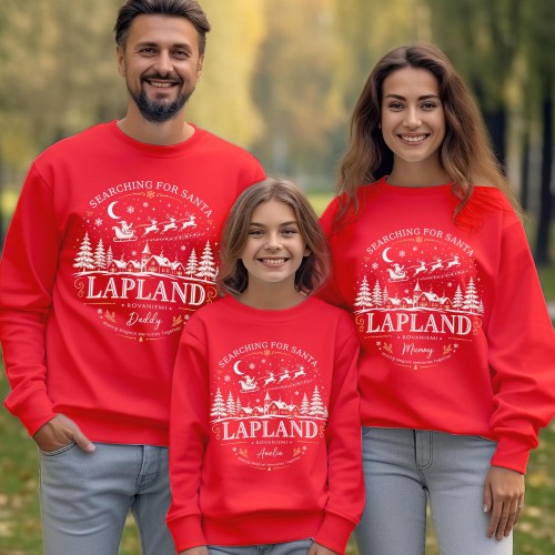 Personalised Lapland 2026 Family Matching Christmas Sweatshirt, Custom North Pole Village Santa Sleigh Holiday Group Jumpers, Men Women Kids Unisex Sweater