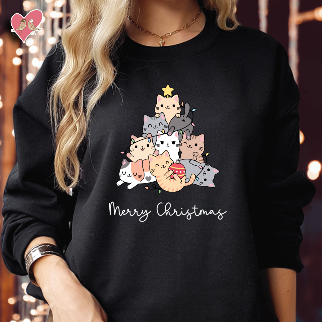Merry Christmas Tree Cats Funny Sweatshirt