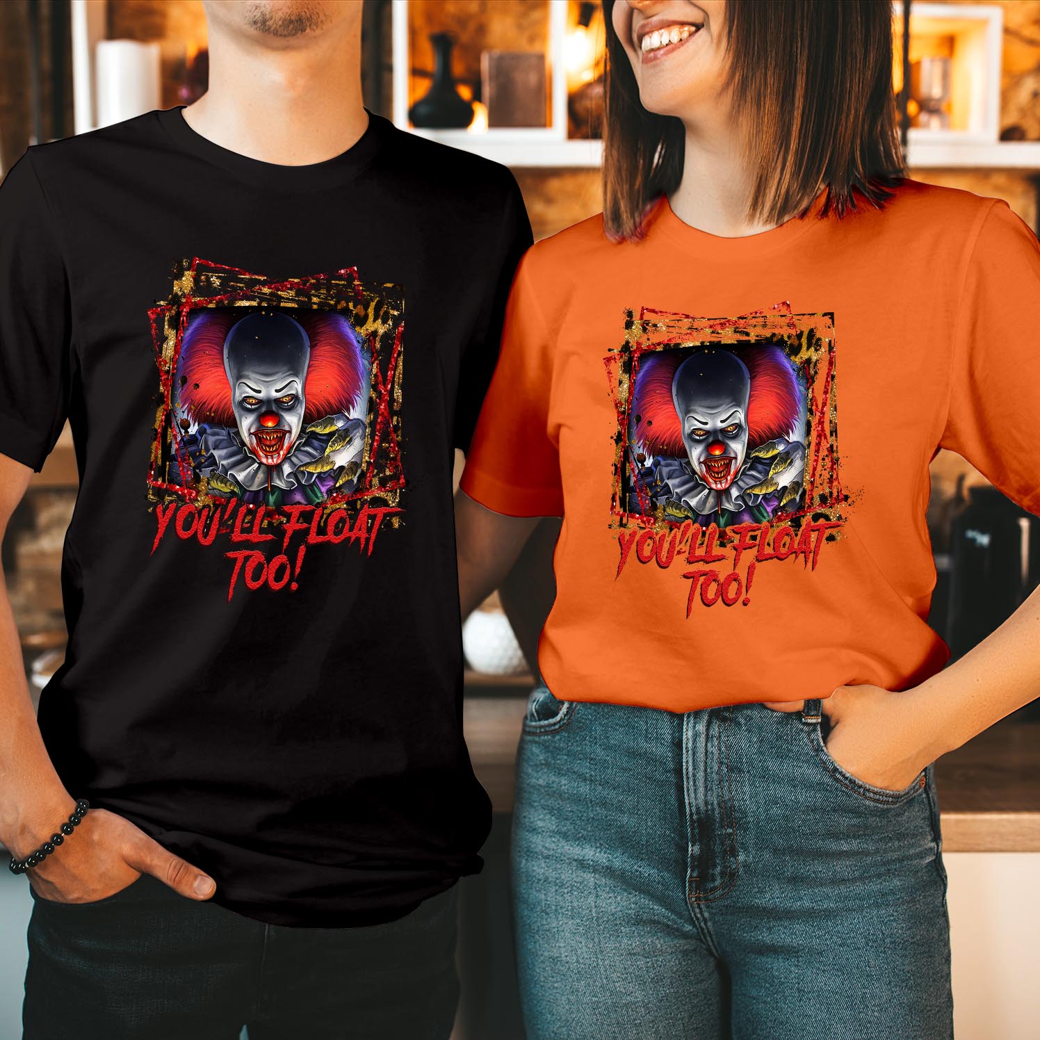 You'll Float Too Halloween T-Shirt Creepy Clown Horror Tee Scary Spooky Season Outfit Perfect for Halloween Costume or Trick or Treat Ladies Men Women Gift T Shirt