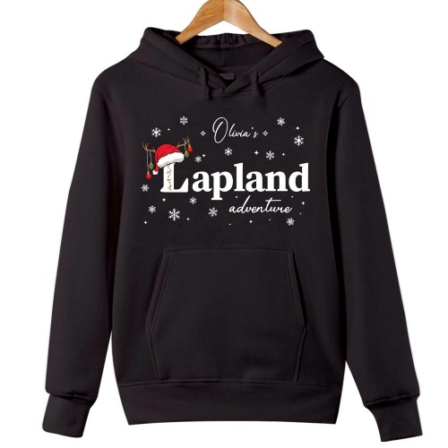 Personalised Lapland Family Matching Christmas Jumper – Customised The North Pole Santa Claus Holiday Hooded Jacket - Merry Xmas Gift for Mum, Dad, Kids Unisex Jumper