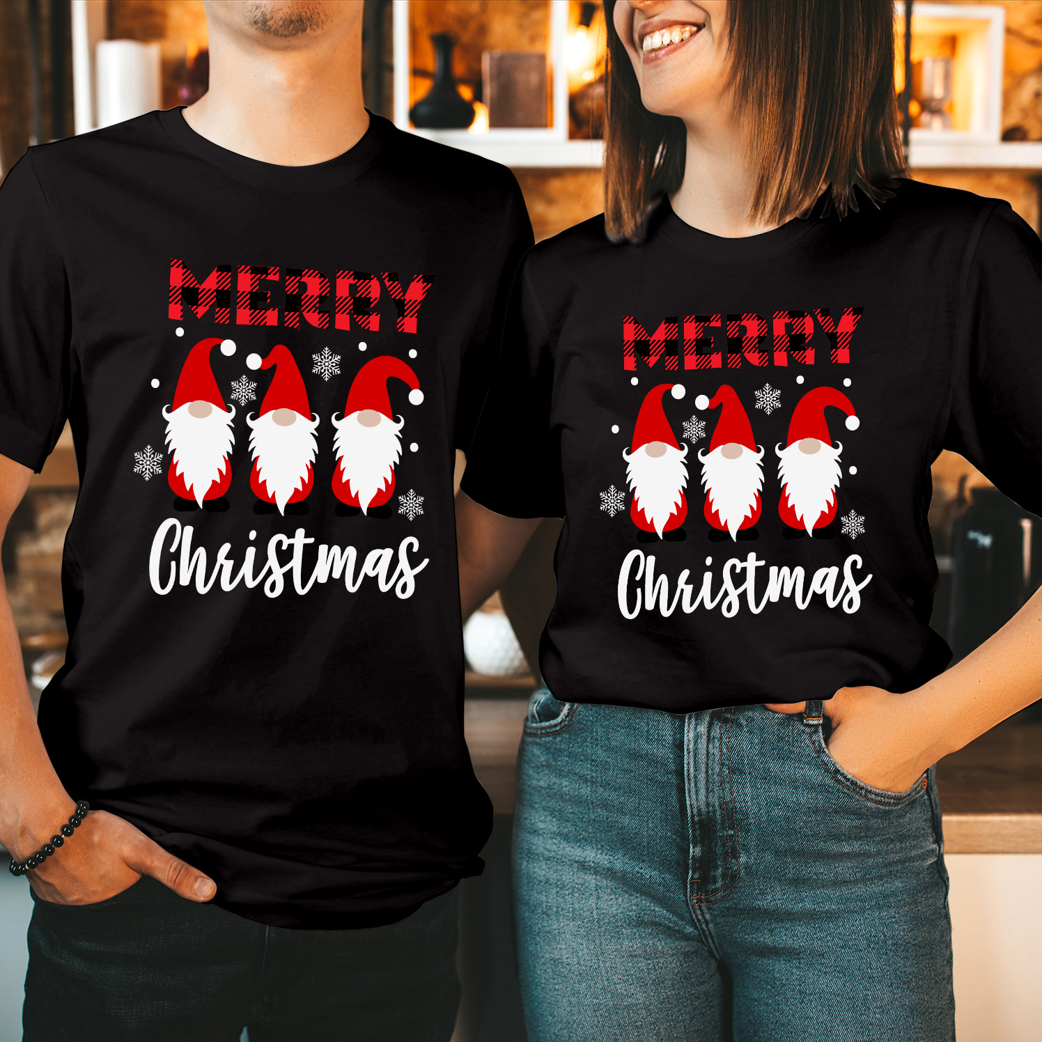 Three Gnomes Merry Christmas T-Shirt