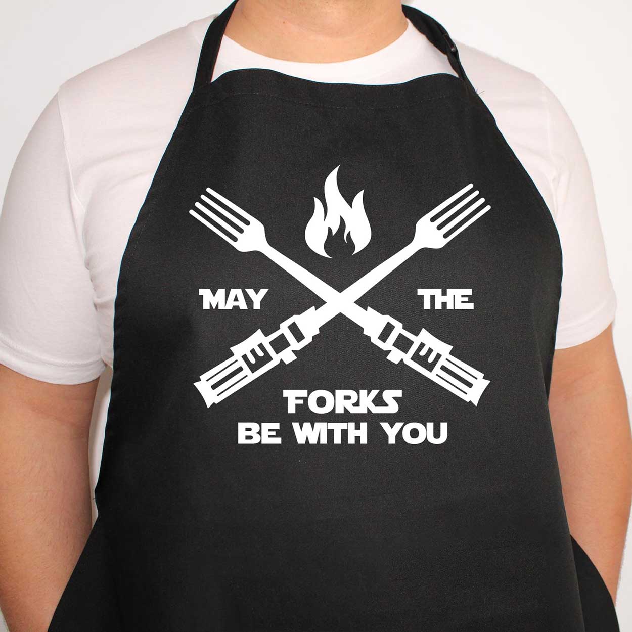 May The Forks Be With You Fathers Day Apron Force Star War Funny Bbq Chef Cooking gift for Dad Daddy Grandad Happy Father Day