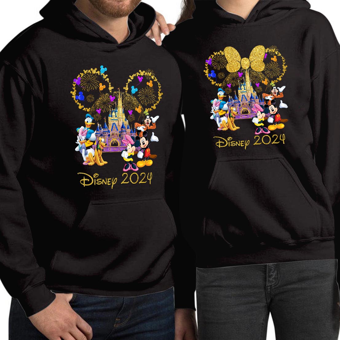 Disney Mickey Minnie Mouse Trip 2024 Family Holiday Hoodie Summer Vacation Tops Mickey Minnie & Friends Disneyland Tour Matching Hooded Jacket